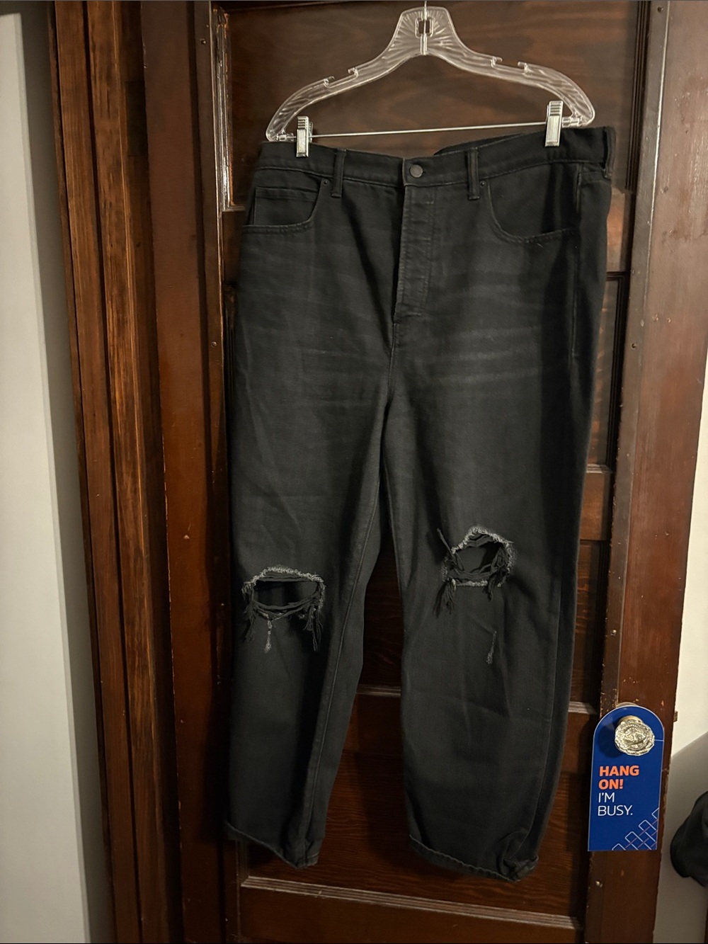 Old Navy Black Straight Leg Distressed Jeans